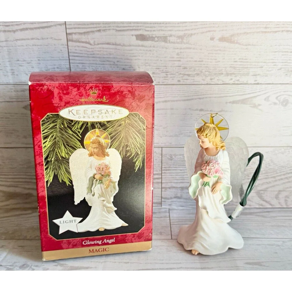 Vintage 1997 Hallmark Keepsake Glowing Angel Magic Lighted Christmas Ornament